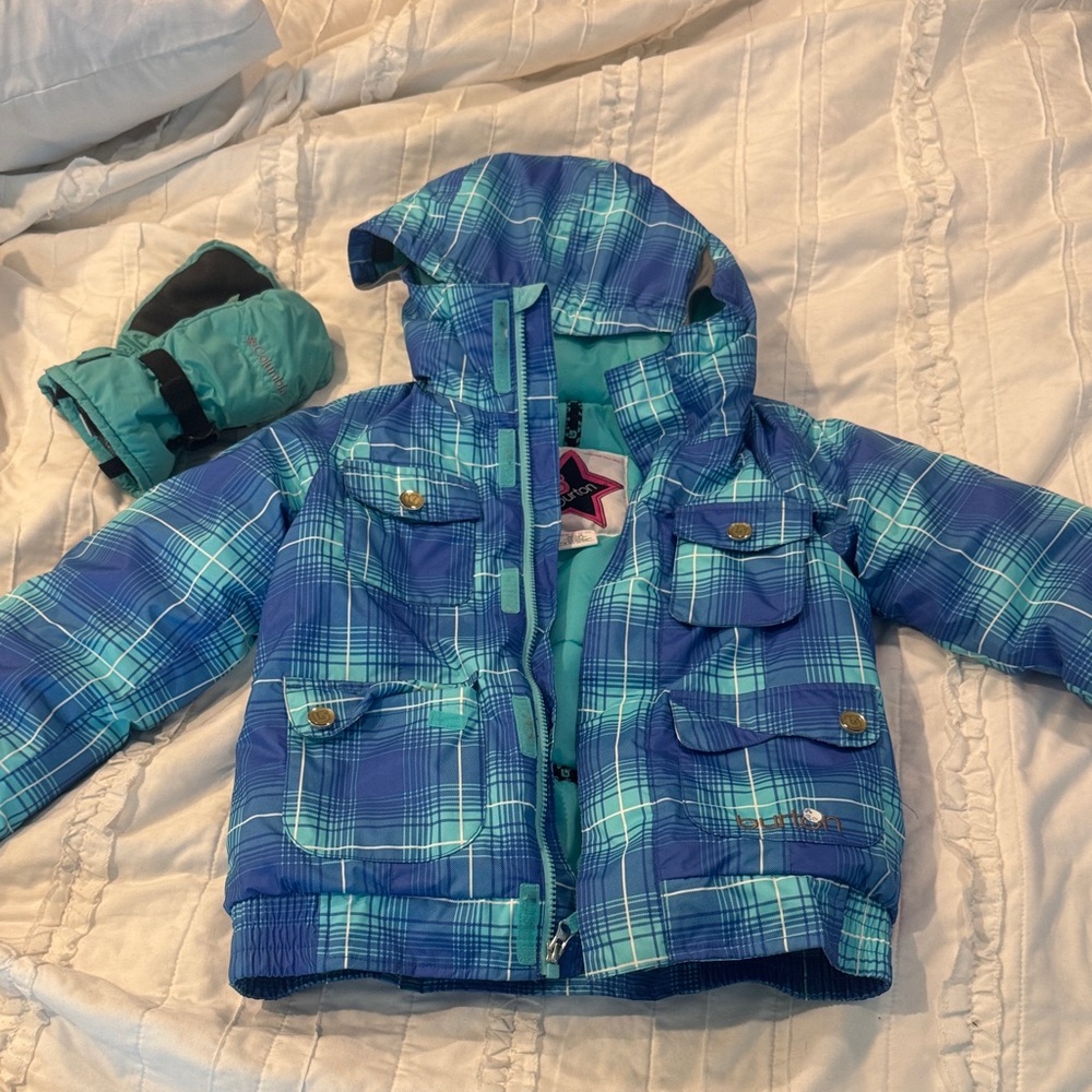 Girls Burton snow Jacket with Columbia Mittens